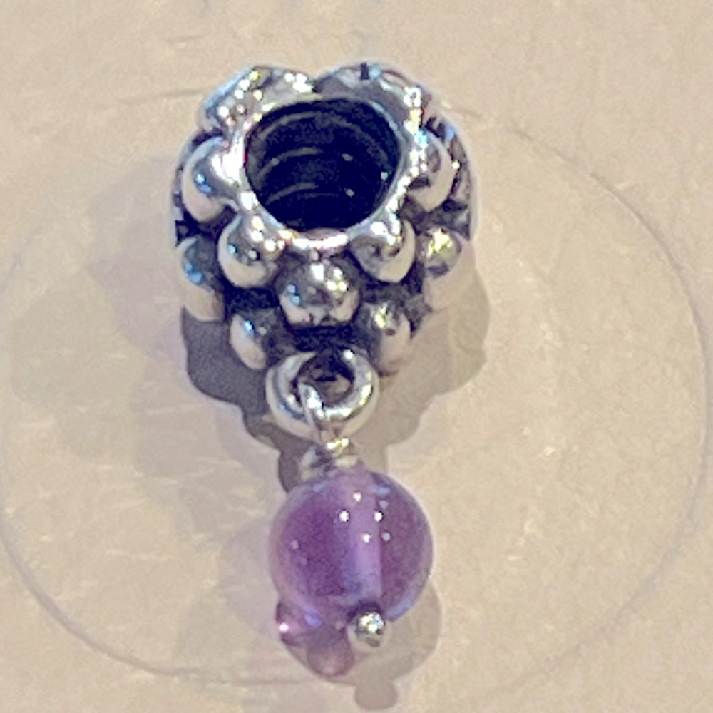 Pandora Authentic Grape Charm w/Amethyst Dangle - Picture 2 of 6